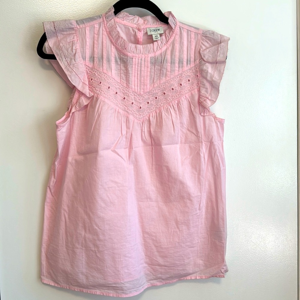 J crew pink eyelet top EUC xs extra small